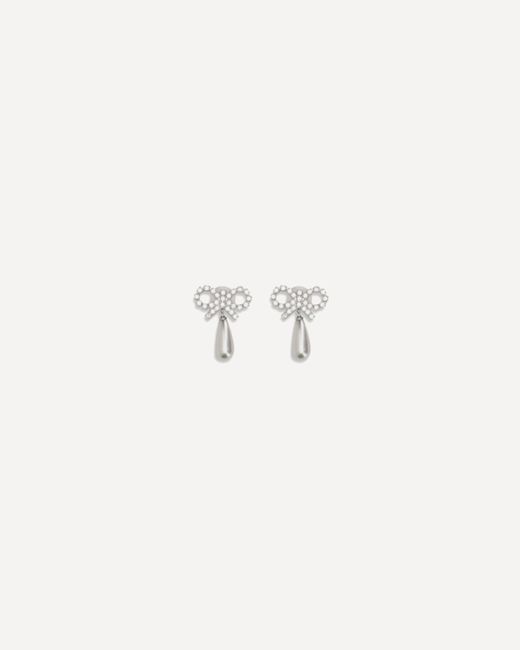 Self-Portrait Natural Crystal Bow Pearl Earrings