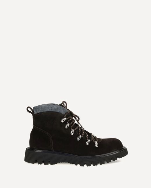 Fratelli Rossetti Black Suede Lace-Up Boots for men