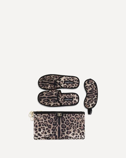 Dolce & Gabbana White Leopard-Print Comfort Kit
