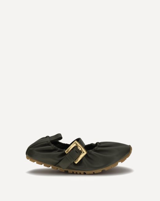 Balmain White Buckle Strap Ballerinas