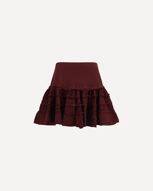 Alaïa Red Wool Crinoline Ruffle Mini Skirt
