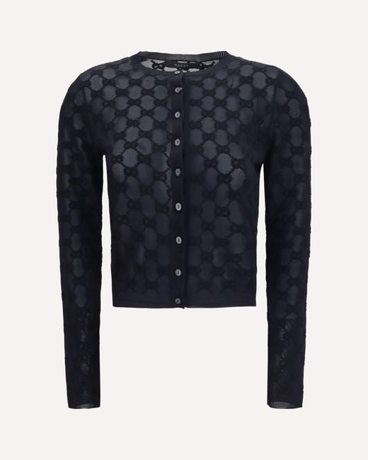 Gucci Blue Gg All-Over Viscose Crepe Cardigan