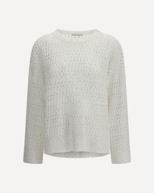 Brunello Cucinelli Gray Openwork Sweater