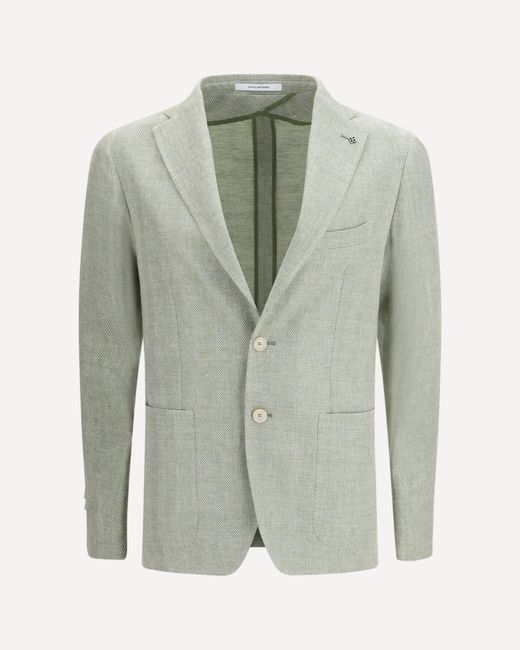 Tagliatore Green Cotton And Linen Blazer for men