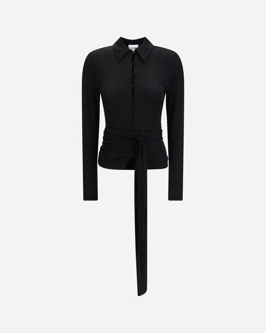 Ganni Black Marl Mesh Shirt
