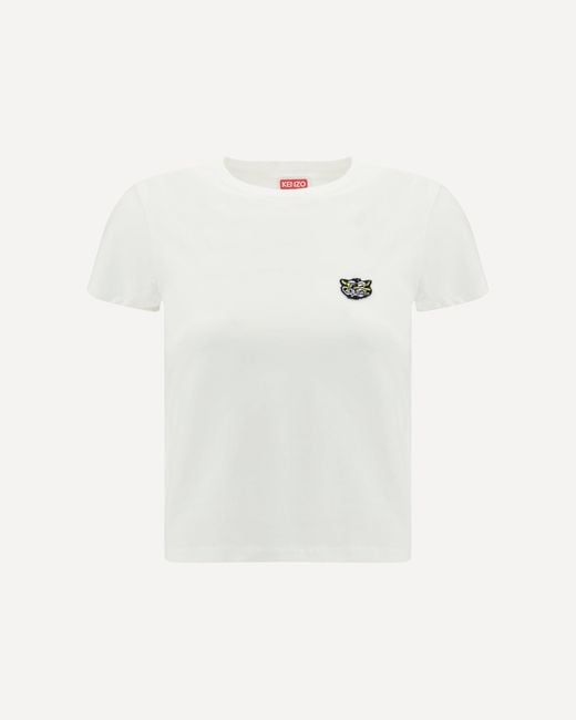 KENZO White Cotton T-Shirt With The Embroidered "Wild Tiger"