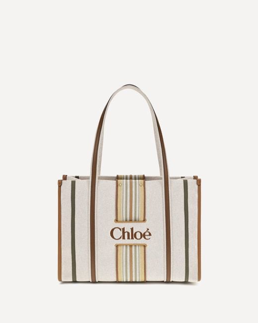 Chloé Natural Woody Loop Canvas Tote Bag