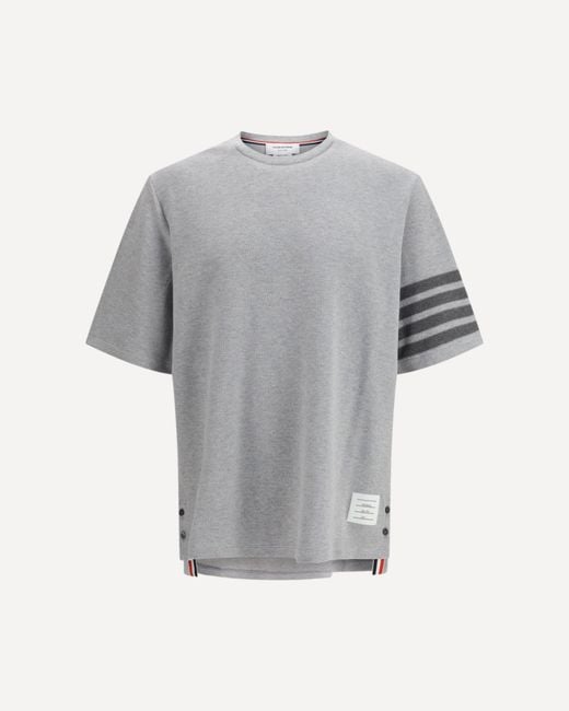 Thom Browne Gray Textured Cotton Piqué T-Shirt for men