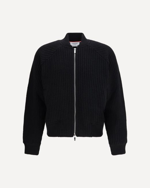 Thom Browne Blue Knit Bomber Jacket for men