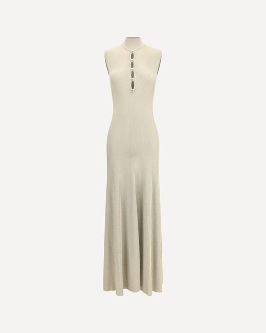 Self-Portrait White Lurex Knit Long Dress