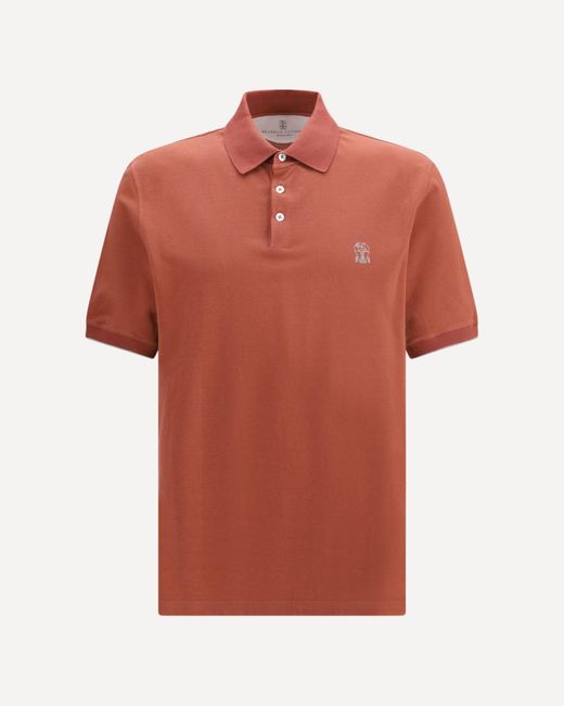 Brunello Cucinelli Orange Cotton Polo for men