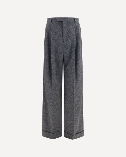 Valentino Gray Tailored Wool And Silk-Blend Pants for men