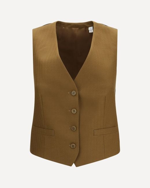 Burberry Green Textured Wool And Mohair Sleeveless Vest