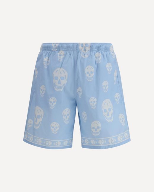 McQueen Blue Bermuda Shorts With Skull Print for men