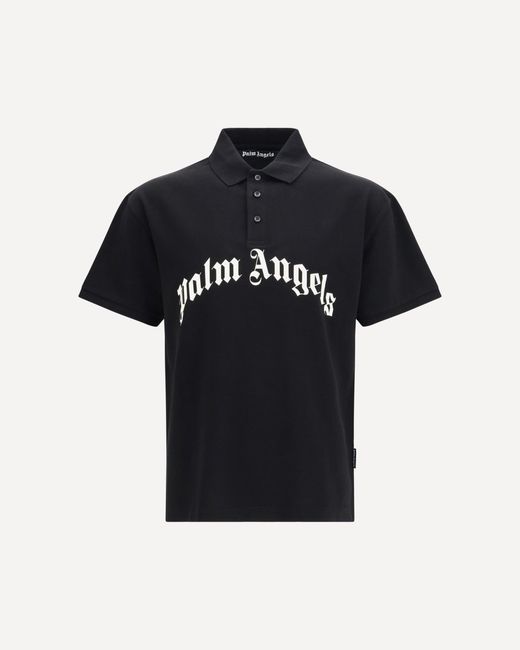 Palm Angels Black Curved Logo Polo for men
