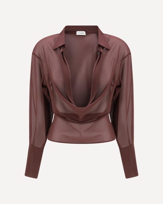 ANDAMANE Brown Draped Shirt