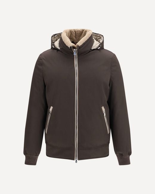 Brunello Cucinelli Gray Nylon Down Jacket With Removable Hood for men