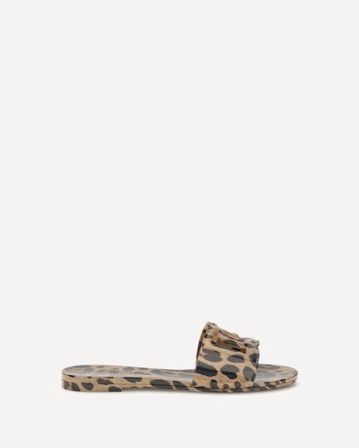 Dolce & Gabbana Natural Rubber Sandals With Leopard Print