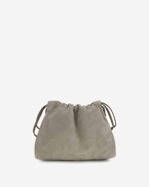Brunello Cucinelli Gray Suede Pouch