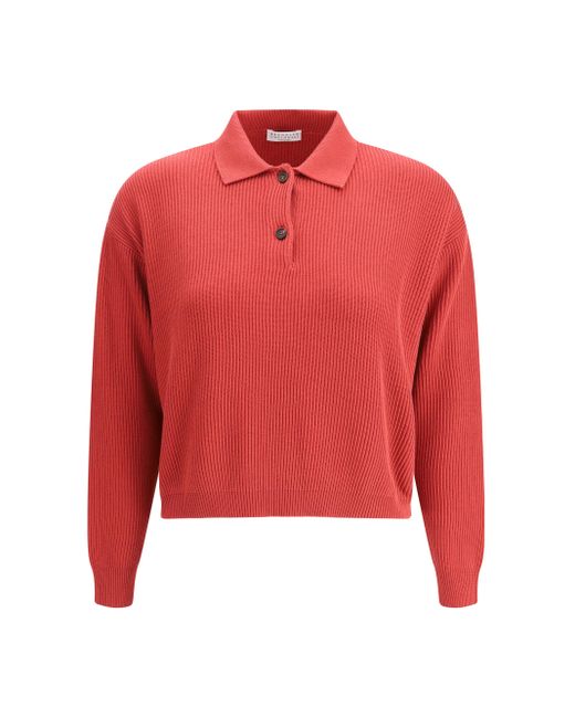Maglione A Maglia di Brunello Cucinelli in Red