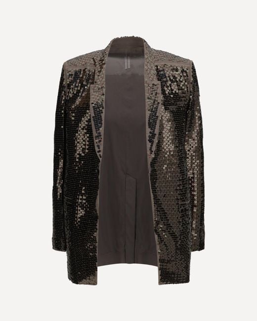 Rick Owens Black Concordian Embroidered Single-Breasted Jacket