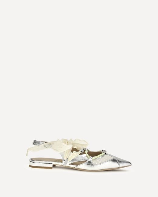 Pinko Natural Metallic Leather Gianira Ballerinas