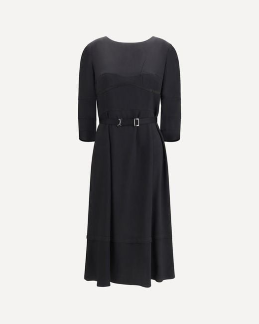 Prada Black Wool And Silk Midi Dress