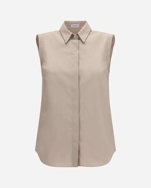 Brunello Cucinelli Natural Sleeveless Shirt