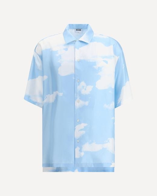 Moschino Blue Silk Camicia for men