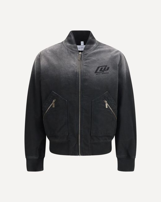Off-White c/o Virgil Abloh Black Washed Denim Bomber Jacket for men