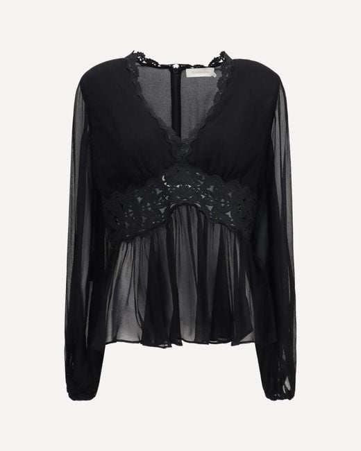 Zimmermann Black Luna Peplum Blouse