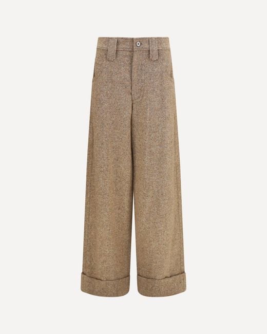 Brunello Cucinelli Natural Tailored Wool-Blend Pants