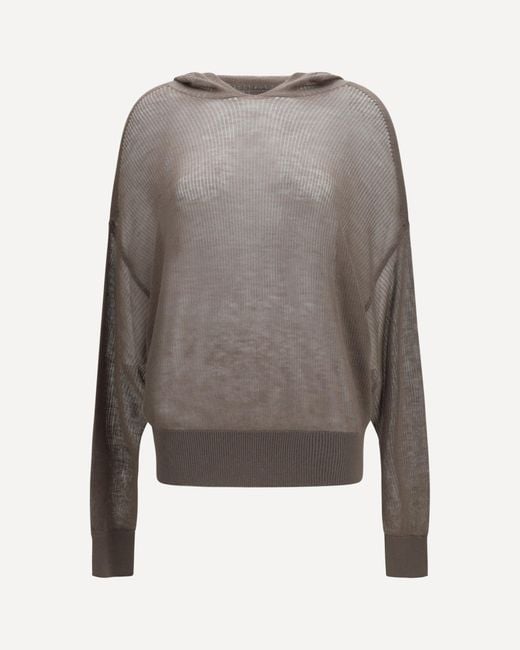 Rick Owens Gray Semi-Sheer Knit Hoodie