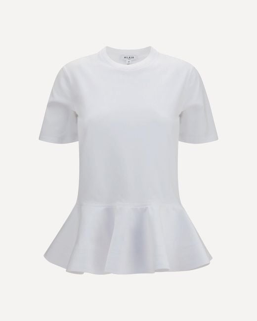 Alaïa White Cotton Jersey Crinoline T-Shirt