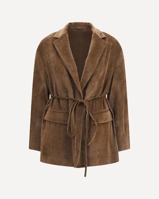 Brunello Cucinelli Brown Cashmere-Blend Jacket With Drawstrings