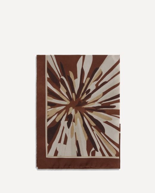Brunello Cucinelli Brown Bloom Print Silk Pongée Scarf