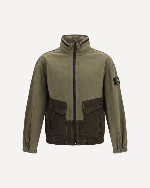 Stone Island Green Outwear Jacket With Pockets And Zipper Details for men