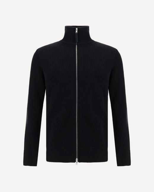 Margiela Blue Cotton Zip-Up Sweater for men