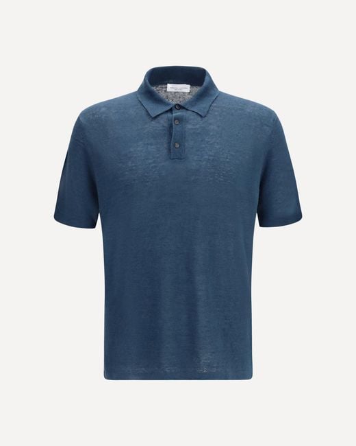 Roberto Collina Blue Linen Polo for men