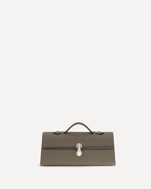 SAVETTE Brown Slim Symmetry Clutch