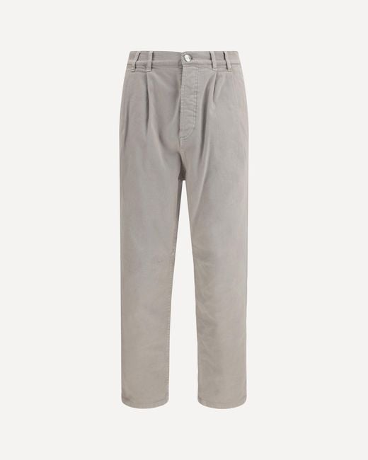 Brunello Cucinelli Gray Stretch Canvas Pants for men