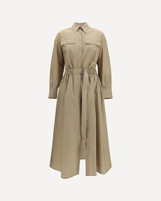 Brunello Cucinelli Natural Shirt And Skirt Dress