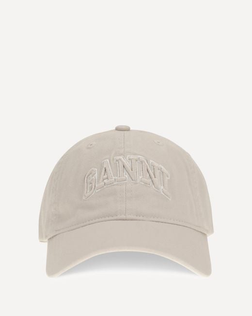 Ganni Natural Canvas Cap With Logo