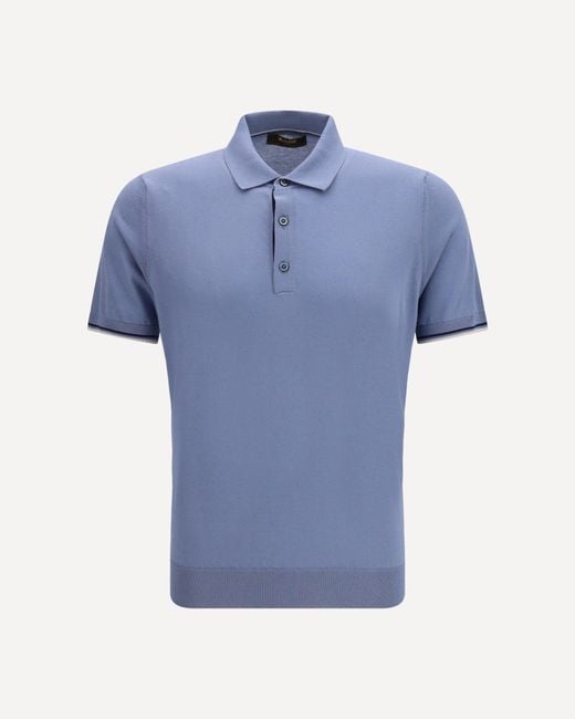 Moorer Blue Cotton Polo for men