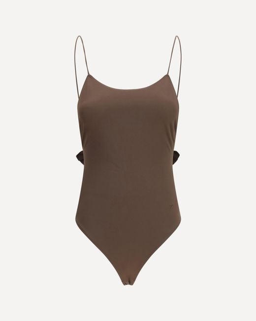 Jacquemus Brown Cabana One-Piece Swimsuit With Ruffles