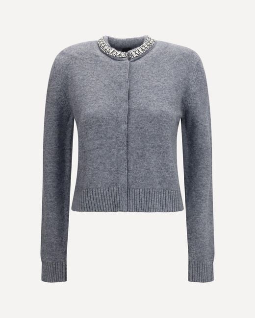 Pinko Blue Colonia Cardigan With Jewel Collar