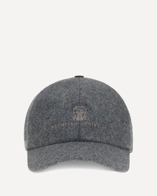 Brunello Cucinelli Gray Logo Baseball Hat for men