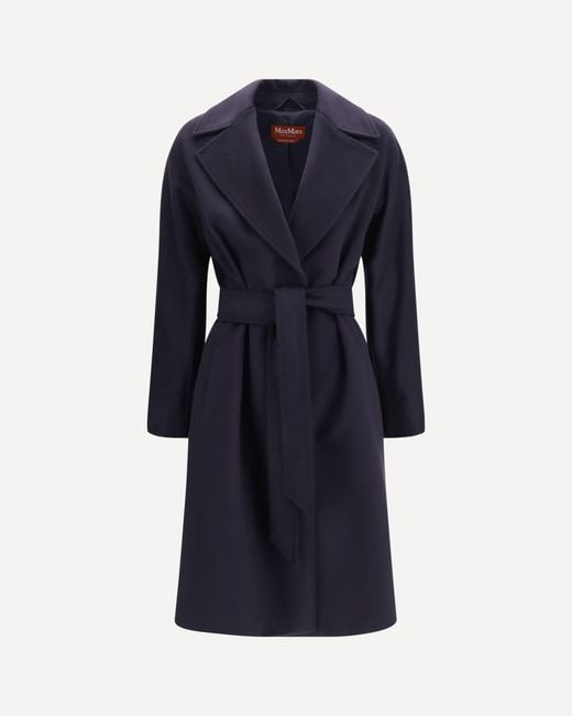 Max Mara Blue Wool Coat With Peak Lapels