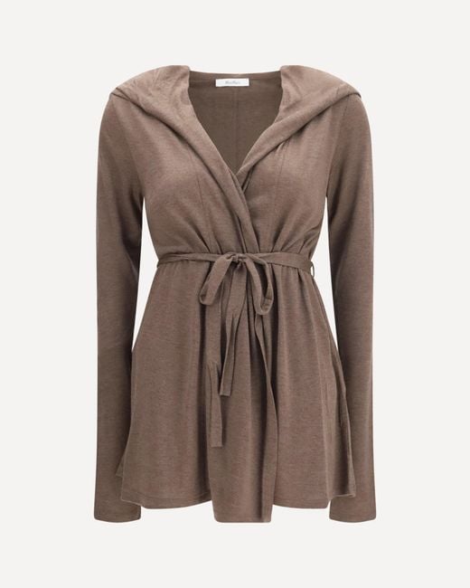 Max Mara Brown Falda Lyocell And Silk Blend Cardigan
