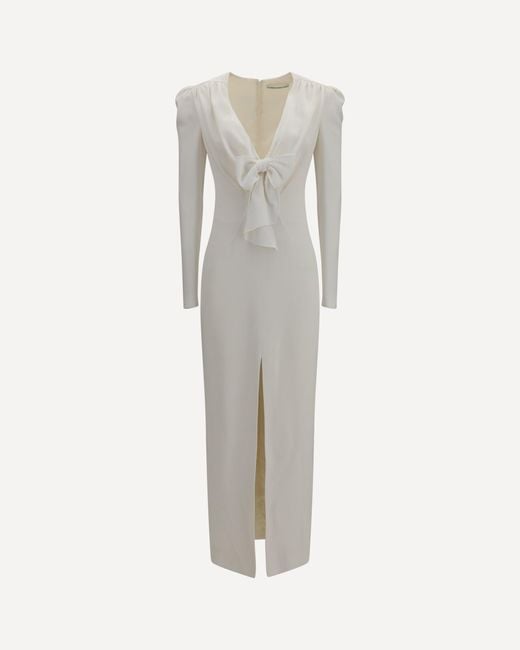 Alessandra Rich Gray V-Neck Dress With Bow